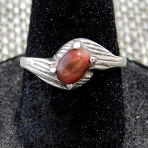 Vintage Brazil Ring Agate 925 Sterling Silver Size 6.75